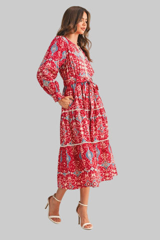 Rachelle Red Print Dress