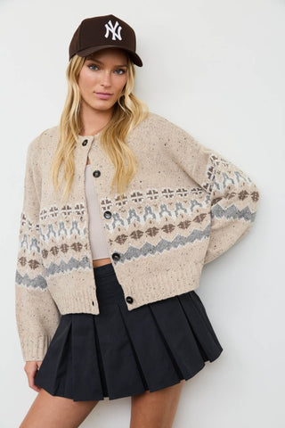 Rena Oatmeal Fair Isle Cardigan