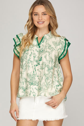 Greta Green Print Top