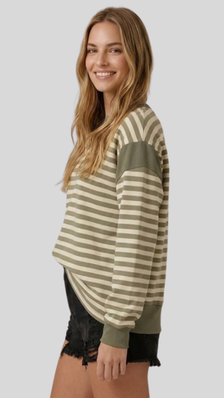 Carlin Olive Stripe Sweatshirt
