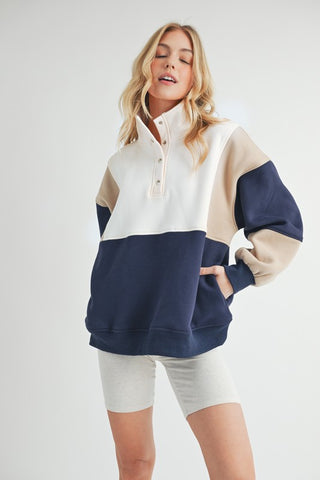 Blythe Coffee Colorblock Pullover