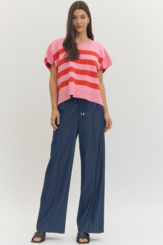 Finley Pink & Red Sweater