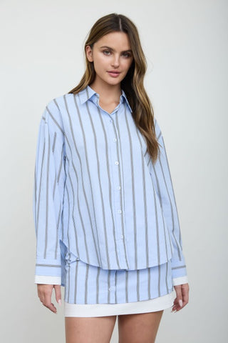 Adeline Blue Button Down Top