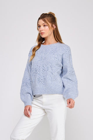 Meredith Blue Flower Sweater