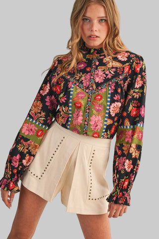 Aurora Black Floral Top
