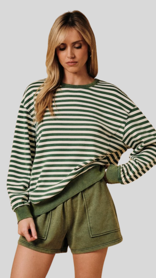 Jill Green Stripe Pullover