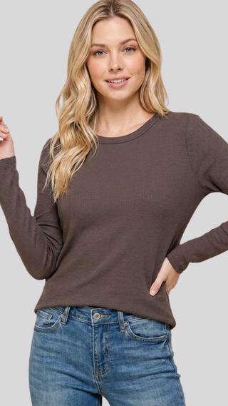 Cameron Chocolate Ribbed Top