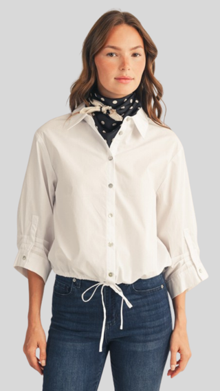 Rachel White Button Up Top