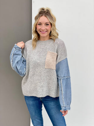 Isabel Grey With Denim Sweater