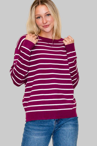 Anna Magenta Stripe Sweater