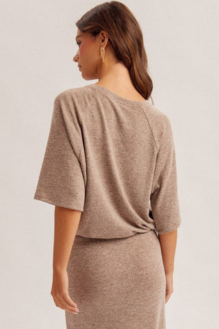 Cora Brown Drawstring Sweater