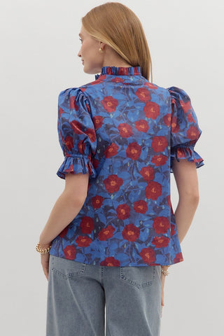 Ginny Blue Floral Blouse