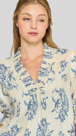 Collette Blue Print Top