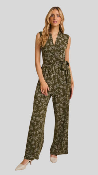 Gretti Olive Floral Jumpsuit