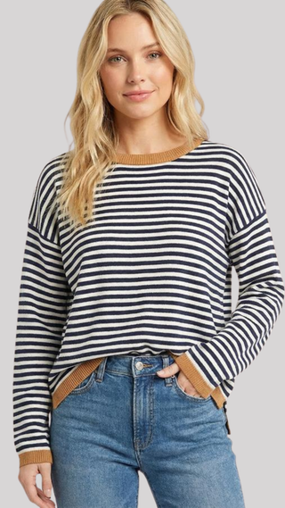 Olivia Navy/Camel Stripe Sweater