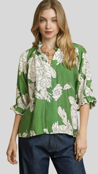 Kayla Green Floral Top