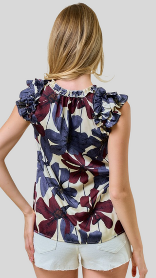 Lisa Blue Print Top