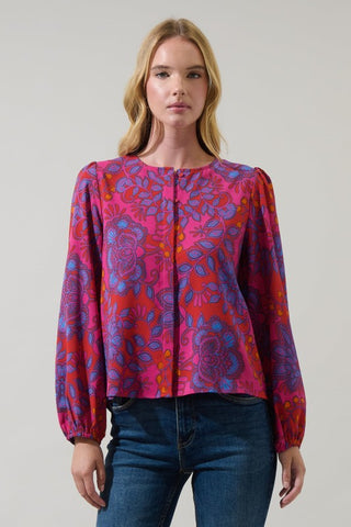 Darcy Fuchsia Print Top