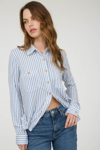 Christina Blue Stripe Button Down
