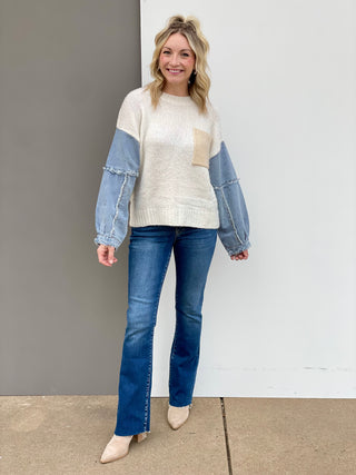 Isabel Cream With Denim Sweater