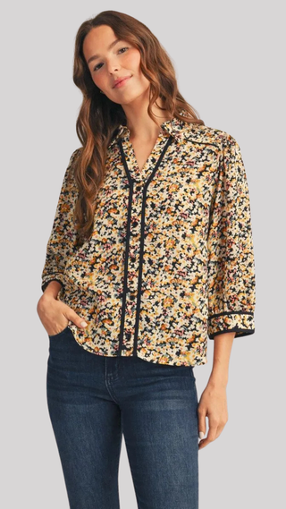 Hallie Mustard Floral Top