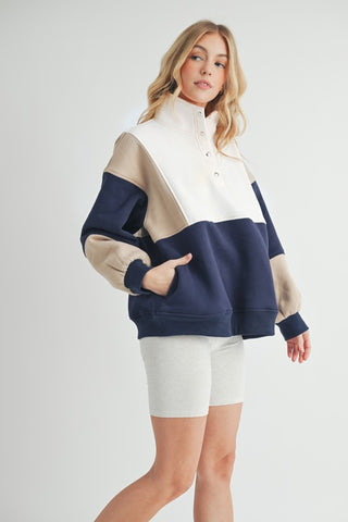 Blythe Coffee Colorblock Pullover