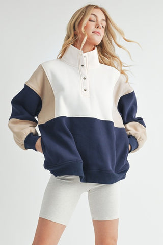 Blythe Coffee Colorblock Pullover