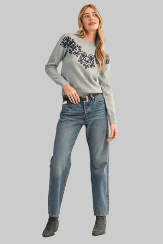 Lydia Blue/Navy Print Sweater