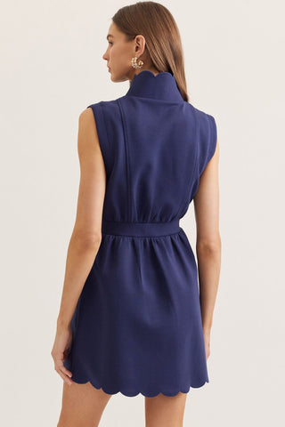 Kaia Navy Scuba Zip Dress