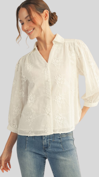 Campbell Ivory Embroidered Top