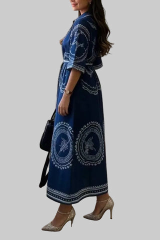 Phoebe Navy Print Dress
