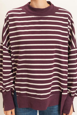 Emerson Burgundy Stripe Pullover