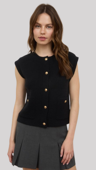 Carlin Black Vest Sweater