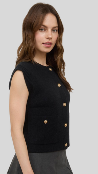Carlin Black Vest Sweater