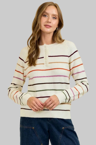 Sarah Ivory Multi Stripe Sweater