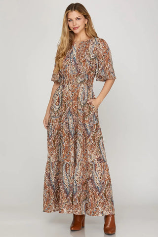 Charlotte Cinnamon Print Dress
