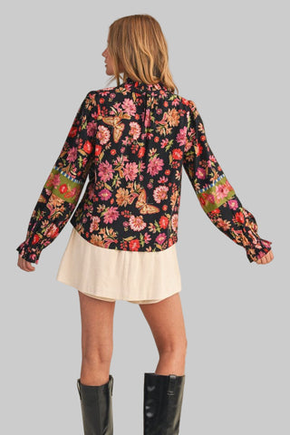 Aurora Black Floral Top