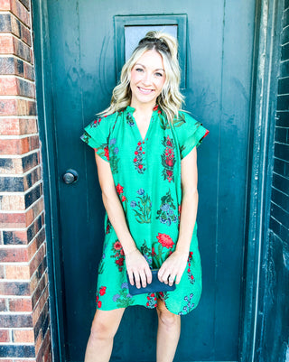 Daidra Green Floral Dress