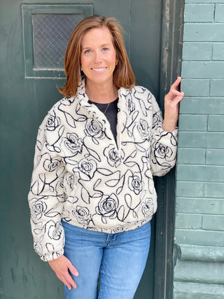 Rhonda Cream Print Sherpa