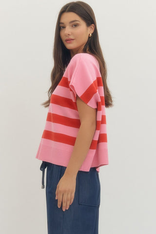 Finley Pink & Red Sweater