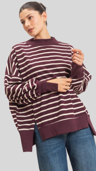 Emerson Burgundy Stripe Pullover