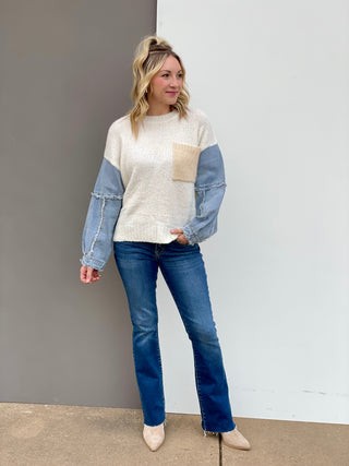 Isabel Cream With Denim Sweater