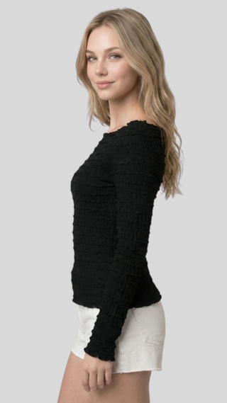 Jessie Black Textured Top