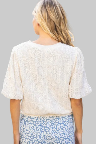 Kimmy Ivory Floral Embroidered Top