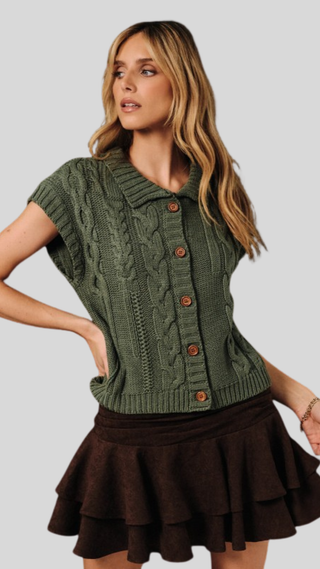 Tanya Olive Button Cardigan