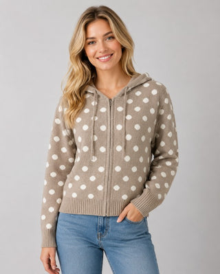 Matilda Taupe Dot Cardigan
