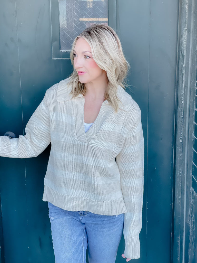 Julia Sand/Cream Stripe Sweater
