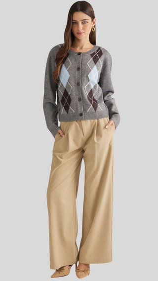Ailany Grey Argyle Sweater