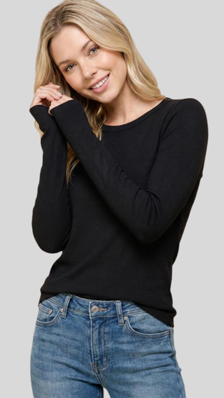 Cameron Black Ribbed Top