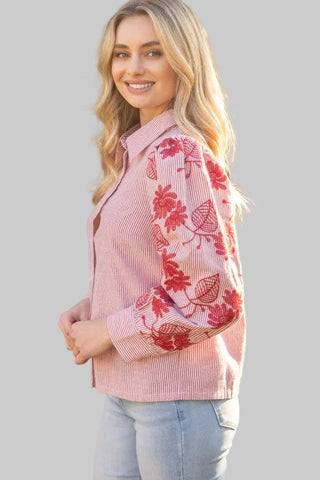 Carly Red EmbroideredTop